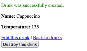 Screenshot of the drink detail page