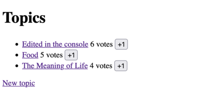 Browser window with topic titles that can be voted on